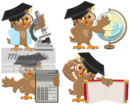 Set owls teachers. Isolated illustration in vector format