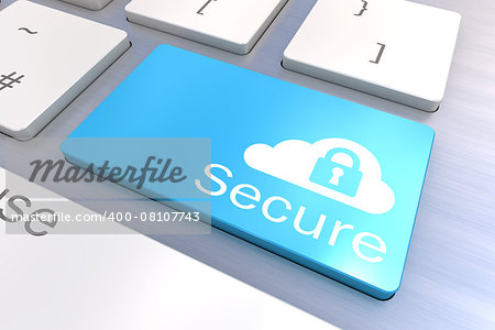 A Colourful 3d Rendered Illustration showing a Cloud Secure Concept on a Computer Keyboard
