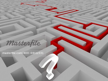 White big question mark in a maze