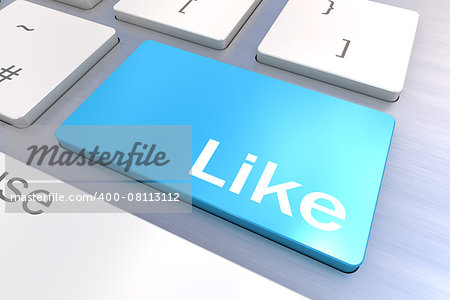 Computer keyboard rendered illustration with a Social Media Like Button Concept