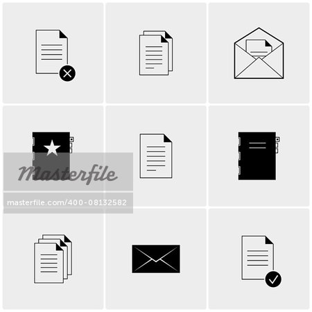 Black and white vector set of minimalist icons