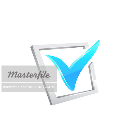 Vector blue checkmark on white background 10 eps.