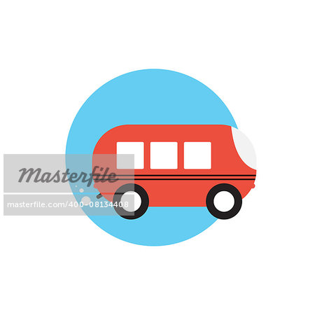 Line Icon with Flat Graphics Element of Bus Vector Illustration EPS10