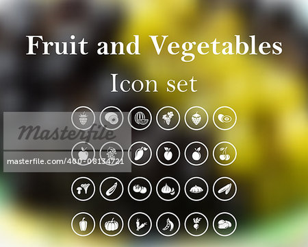 Fruit and vegetables. EPS 10 vector illustration with mesh and without transparency.