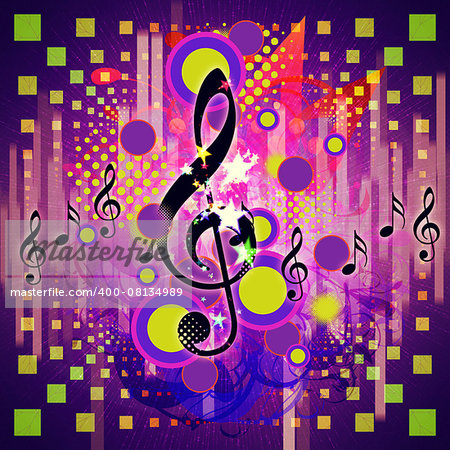 Illustration of abstract musical background with music notes.