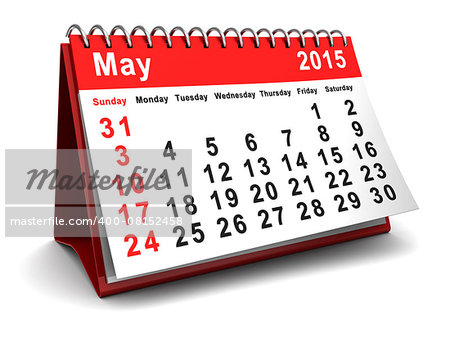 folding calendar with may 2015 page