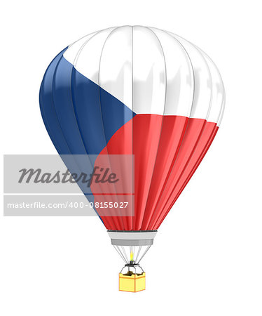3d illustration of hot air balloon with czech flag colors