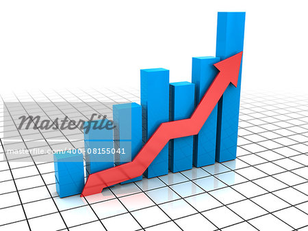 3d illustration of an business graph,over white background