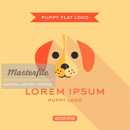 Dog puppies style flat, low Shadow, vector illustration, logos