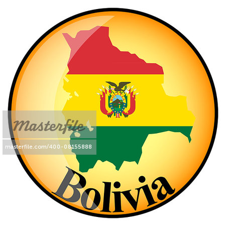 orange button with the image maps of button Bolivia in the form of national flag