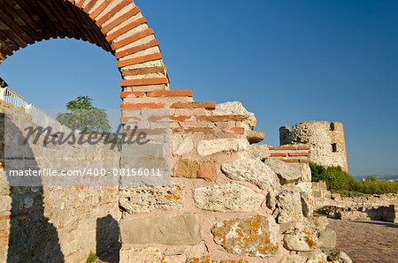 Ruins of the ancient Basilica of the Holy Mother of God Eleusa, Nesebar, Bulgaria