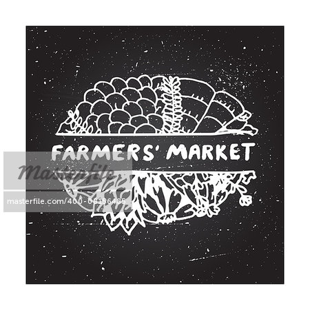 Farmers market - zentangle element on chalkboard background