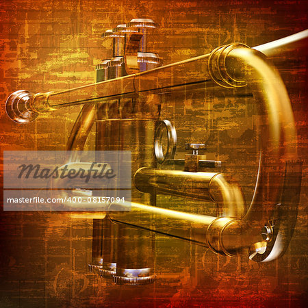 abstract brown grunge vintage sound background with trumpet