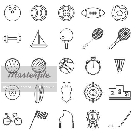 Sport  line icons on white background, stock vector