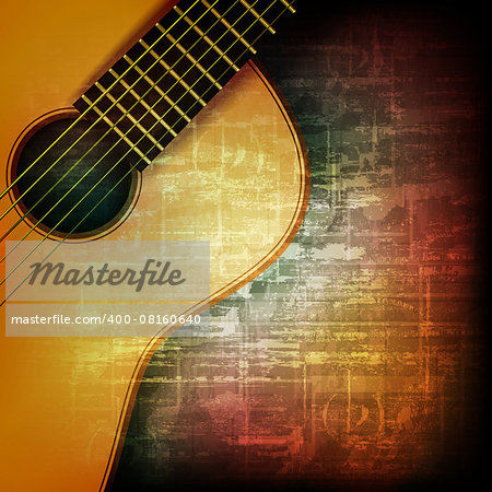 abstract music grunge vintage background with acoustic guitar