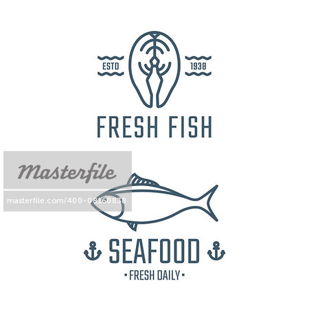 Seafood logos, labels, badges vector template. Design elements