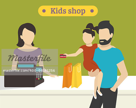 Payment by credit card goods in the kids shop