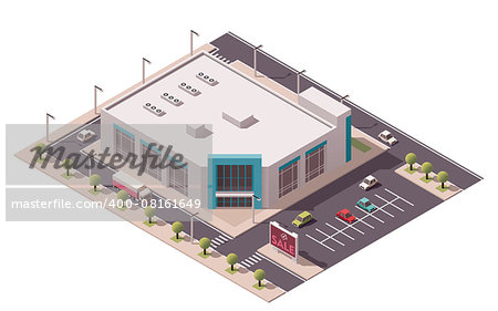 Vector isometric shopping mall building icon