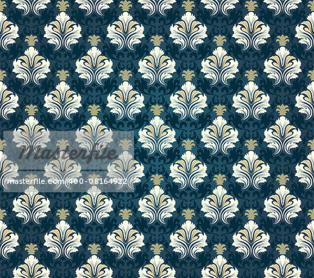 Colorful  seamless damask ornate  pattern