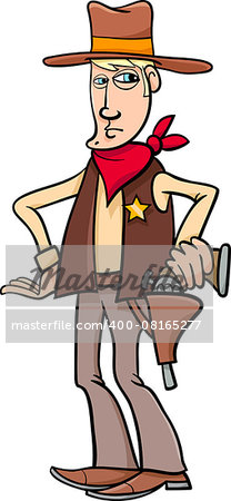 Cartoon Illustration of Cowboy Sheriff  Character