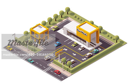 Vector isometric Carwash building icon