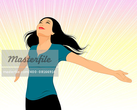 Vector illustration of a girl spread her arms