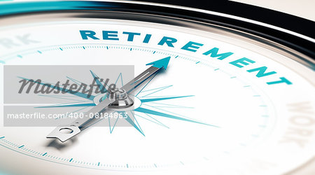 Compass with needle pointing the word retirement, concept image to illustrate retirement planning
