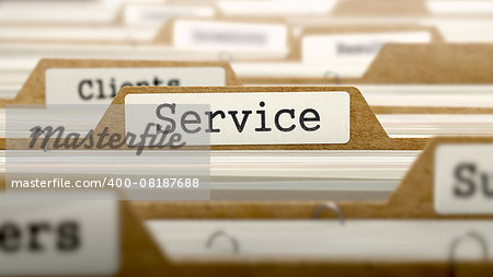 Service Concept on Folder Register of Card Index. Selective Focus.