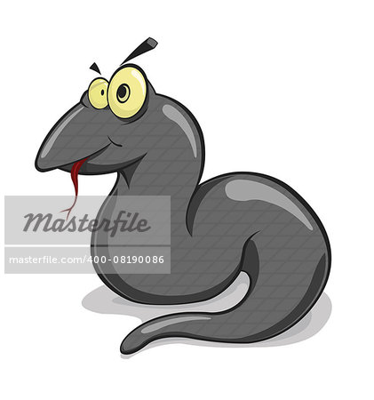 Vector cartoon style funny black snake