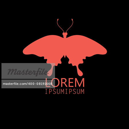 beautiful butterfly mark on a black background. Symbol, logo editing, creative