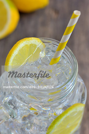 Glass of fresh water with  lemon
