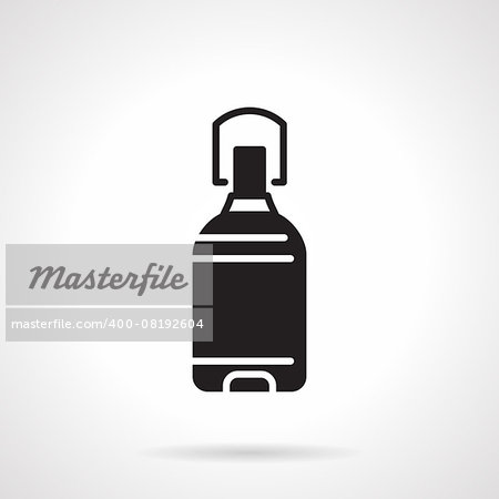 Flat design vector icon with black silhouette bottle with potable water on white background.