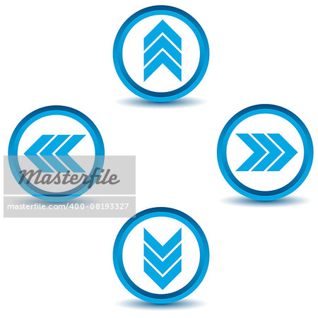 Blue arrows icons set on a white background. Vector illustration