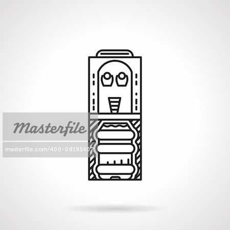 Black flat line style vector icon for office cooler with water container on white background.