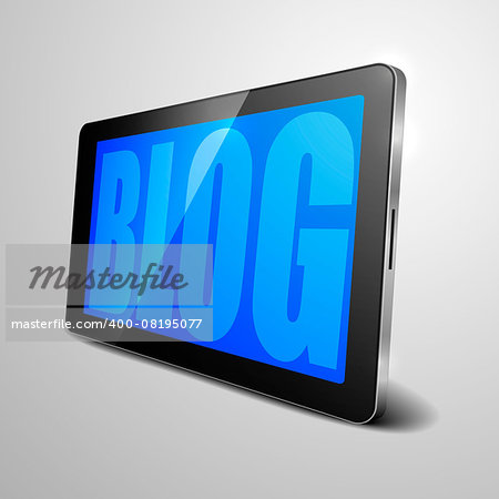 detailed illustration of a tablet computer device with Blog text, eps10 vector