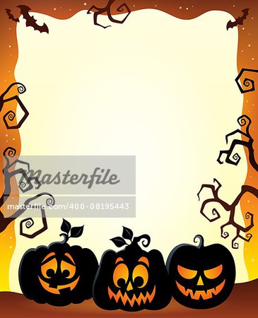 Frame with Halloween pumpkin silhouettes - eps10 vector illustration.