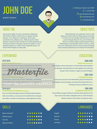 Modern curriculum cv resume template design in blue and green color combo