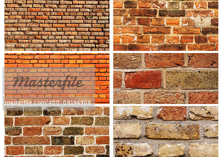 Collection of banners with textures of brick walls