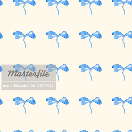 Seamless blue vector seamless pattern with bow. Watercolor texture background for invitations, cards, websites and any other design.