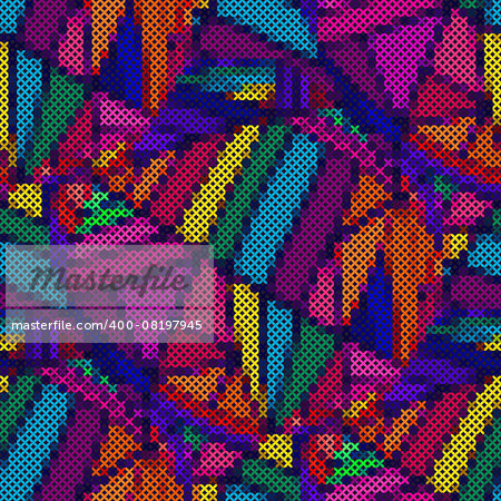 Seamless pattern - decorative  embroidery with  geometrical drawing. Vector illustration