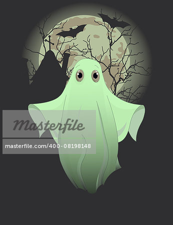 Halloween invitation of cute ghost