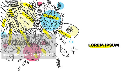 background template with doodle hand drawn sketch art design and text