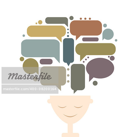 Human head and thoughts, concept design. Vector illustration