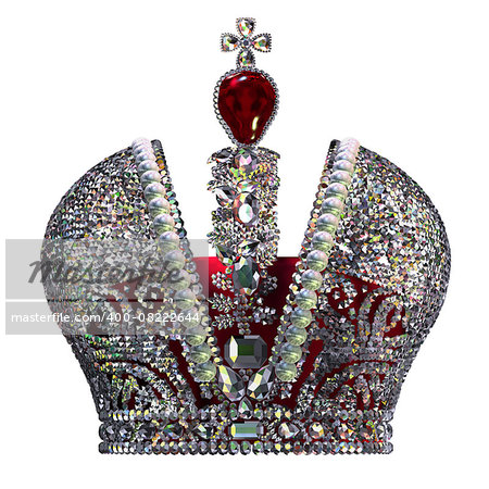 Imperial Big Crown. 3D Model Over White Background.