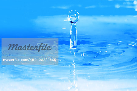 image of a nice water drop, close up, blue color