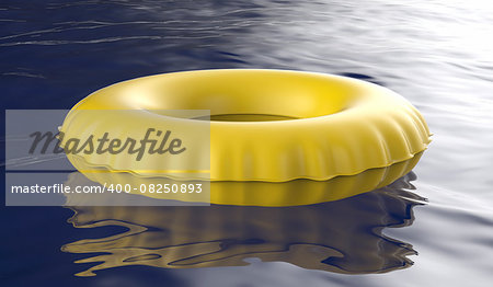 Yellow swim ring floating on water