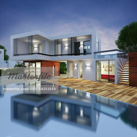 Project of a luxury villa in 3d