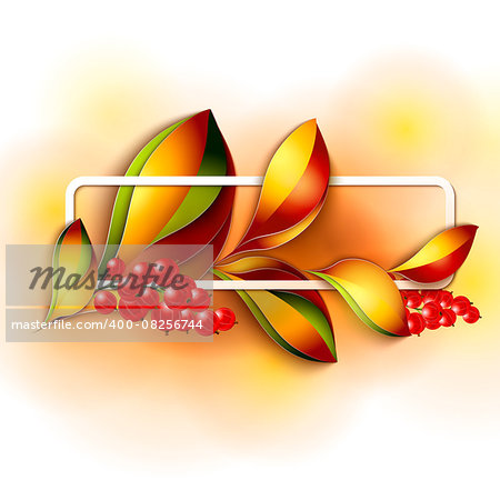Colorful autumn leaves frame  Paper design Vector
