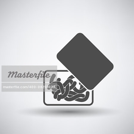 Fishing icon with worm container over gray background. Vector illustration.