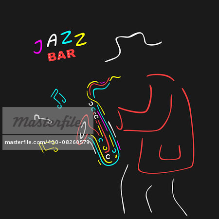 Neon Sign Saxophone Jazz eps 8 file format